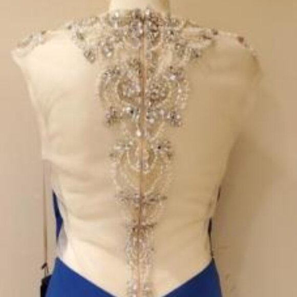BICICI & COTY CRYSTAL AND PEARLS BEADED GOWN DRESS Sz Women's Large - Picture 8 of 9